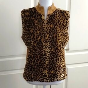 Kathie Lee Collection women's size Medium 8/10 leopard print vest vintage